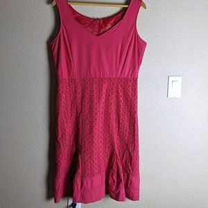 Oscar Eyelet Sleeveless Career Knee Length Dress
